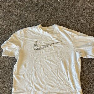 Nike White T-Shirt with Patterned Logo